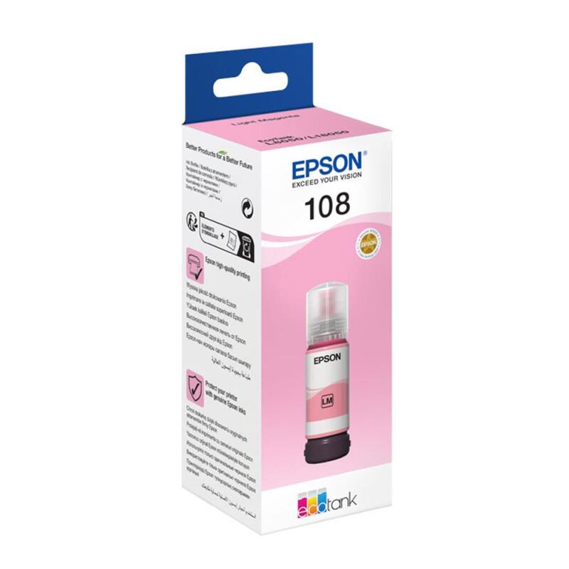 Epson T09C6 108 Light Magenta Açık Kırmızı Şişe Mürekkep T09C64 L18050/L8050