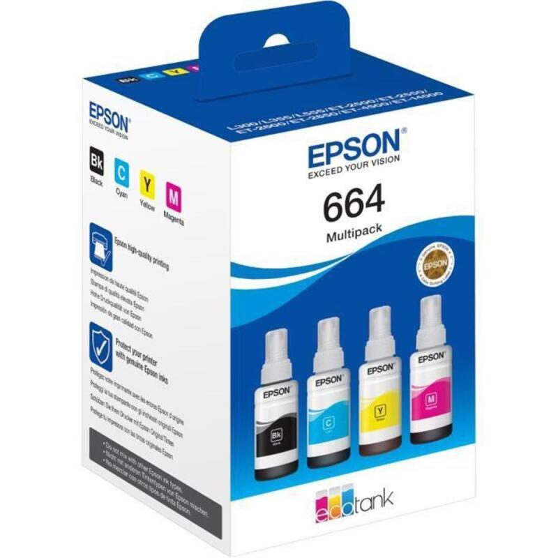 Epson T6646 Cyan/Magenta/Yellow/Black Mavi/Kırmızı/Sarı/Siyah 4lü Multipack Kartuş L210/L300/L550/L110/L1300