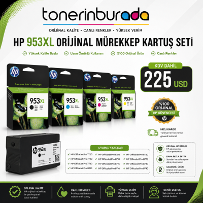 HP L0S70AE + F6U16AE + F6U17AE + F6U18AE 953XL Kartuş Seti 7720
