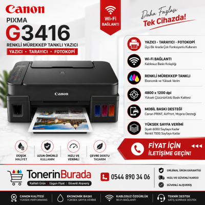 CANON PIXMA G3416 KABLOSUZ TANKLI YAZ/FOT/TAR 2315C052
