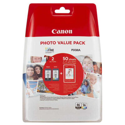 Canon Pg-46-Cl-56-9059B003 Siyah Ve Renkli Kartuşlu Avantajlı Fotoğraf Paketi